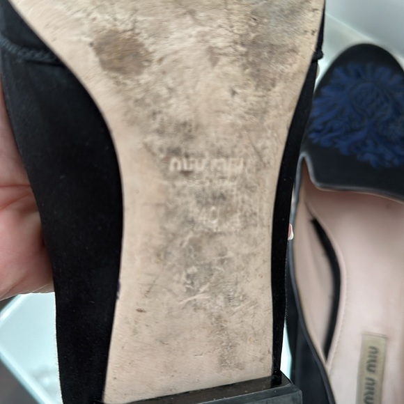 MIU MIU EMBROIDERED SLIP ON RHINESTONE LOAFER - Picture 4 of 4